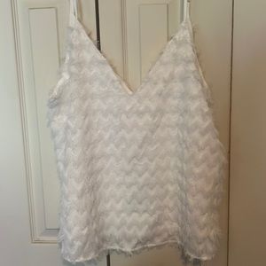 Cupshe white fringe v-neck cami tank top